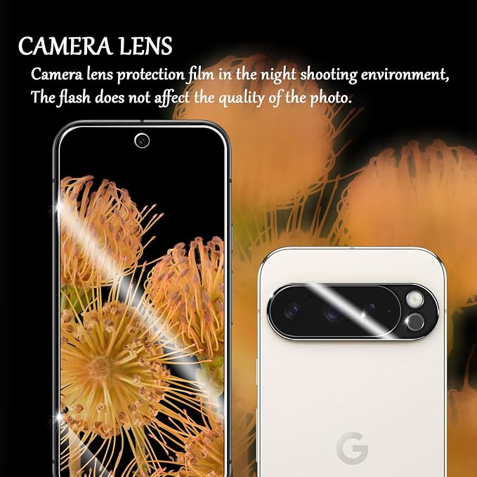 Screen Protector for Google Pixel 9 Pro, [2+2 Pack] Tempered Glass for Pixel 9 Pro & Camera Lens Protectors[Ultrasonic Fingerprint Unlock] [Case Friendly] [Bubble-Free] 6.3 Inches - Image 5