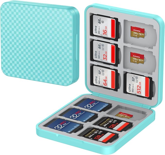 HEIYING Memory SD Card Holder with 24 Card Slots for Micro SD Cards | 12 SD + 12 Micro SD Slots, Magnetic Closure, Compact Portable Storage case with Soft Silicone Interior for Card Protection by HEIYING