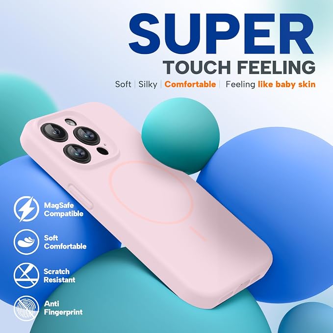 miracase Magnetic for iPhone 15 Pro Max Case, [Soft Anti-Scratch Microfiber Lining], Compatible with MagSafe, Liquid Silicone Case Shockproof Drop Protection Phone Case for 15 ProMax, Sand Pink - Image 8