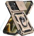 SunStory Compatible with Motorola Moto Edge 2026 Case with HD Screen Protector & Slide Camera Cover & Rotated Ring Kickstand, [Military-Grade] Phone Case for Moto Edge 2026,Gold by SunStory