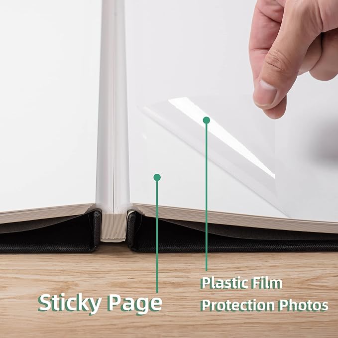 Large Photo Album Self Adhesive Scrapbook Album for 4×6 5×7 8×10 Pictures DIY Magnetic Linen Cover Album 40 Pages for Family Wedding Gifts with Metal Pen and Plastic - Image 5