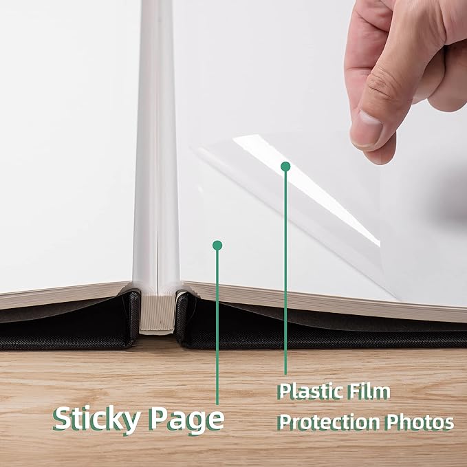 Large Photo Album Self Adhesive Scrapbook Album for 4×6 8×10 Pictures DIY Magnetic Linen Cover Album 60 Pages for Family Wedding Gifts with Metal Pen and Plastic Board - Image 5