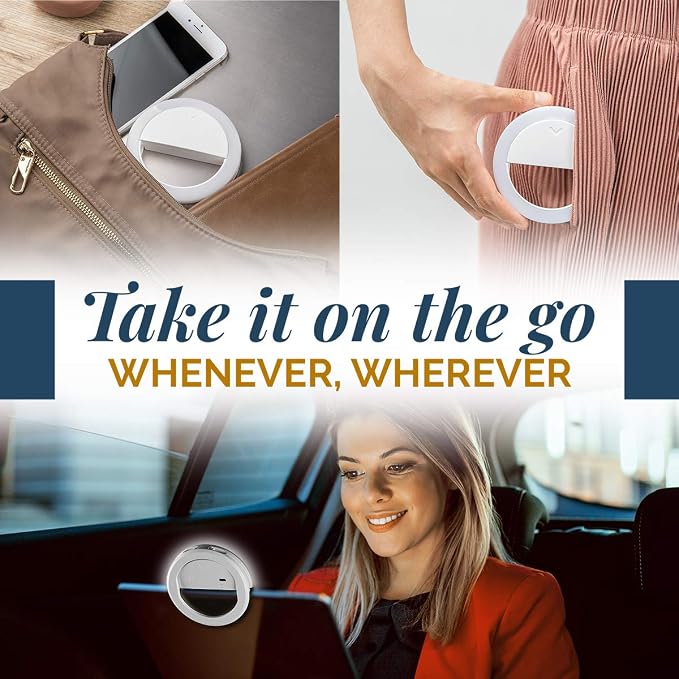 GearLight Selfie Ring Light for Computer or Phone - iPhone Compatible LED Lighting for Laptop Webcam, Video Recording - Rechargeable Circle Clip - Cute Stuff & Room Decor - White - 3.5 inch - Image 7
