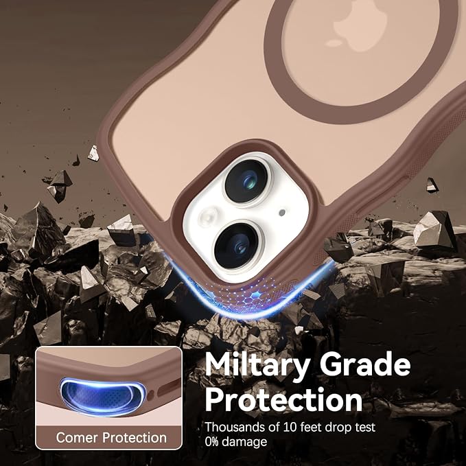 BENTOBEN Magnetic for iPhone 13 Case iPhone 14 Case, Cute Wavy [Full Camera Protection][Compatible with MagSafe] Matte Anti-Slip Bumper Women Girls Boys Protective Cover for 13/14 6.1" Desert Titanium - Image 6