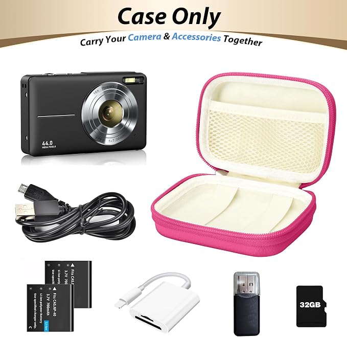 Digital Camera Case for KODAK PIXPRO FZ55/FZ45, Case Only, Rose Pink | Fits CAMKORY DC403 and Canon PowerShot ELPH 360 HS Compact Digital Cameras, Small Hard Shell Camera Pouch with Mesh Pocket - Image 4