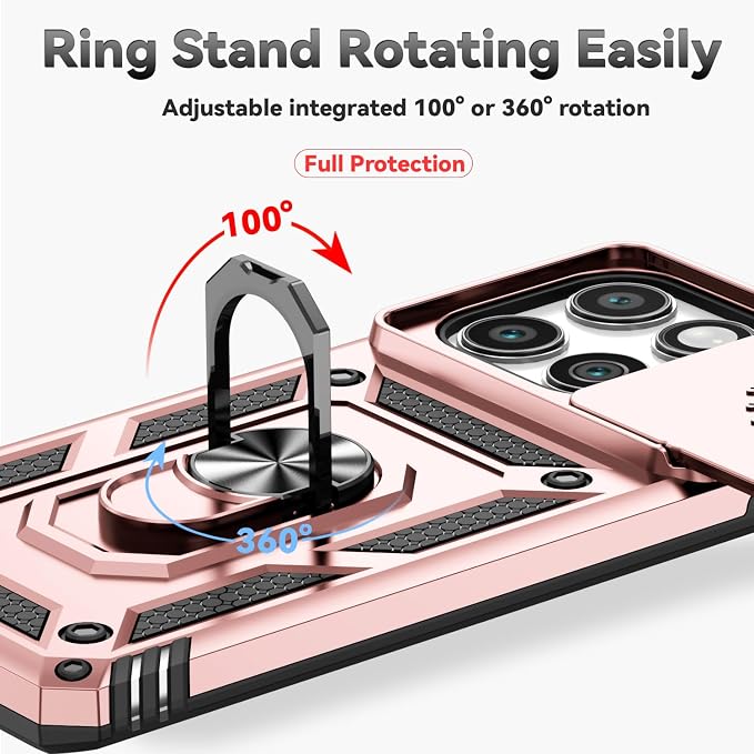 SunStory Compatible with Motorola Moto Edge 2025 Case with HD Screen Protector & Slide Camera Cover & Rotated Ring Kickstand, [Military-Grade] Phone Case for (Rosegold, Moto Edge 2025) - Image 5