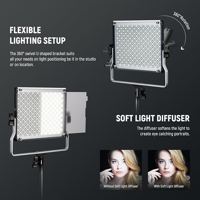 NEEWER Upgraded RGB LED Studio Video Light with Tripod Stand, App Control 50W 7000Lx CRI97+ 3200-5600K Dimmable Panel Key Lighting Kit for Game Streaming YouTube Recording Photography, RGB660 PRO II | App Control, 50W 7000Lx CRI97+ 3200-5600K Dimmable,... - Image 6
