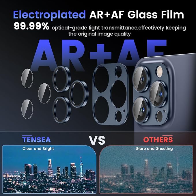 Tensea for iPhone 15 Pro Max/iPhone 15 Pro Camera Lens Protector | Metal Aluminum Alloy Tempered Glass Cover Camera Screen Protector Accessories, Case Friendly - Image 3