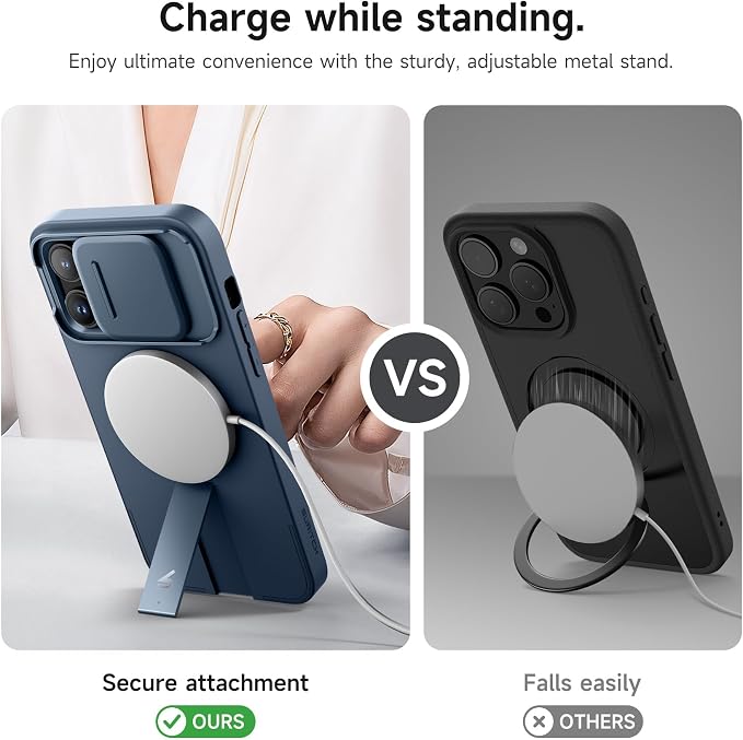 SURITCH for iPhone 14 Pro Max Case with Magnetic Camera Slide Cover and Adjustable Kickstand, Compatible with MagSafe, Shockproof Bumper Case Slim Protective Cover 6.7 Inch, Blue - Image 5