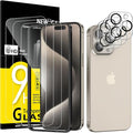 NEW'C 3x for iPhone 15 Pro Max Screen Protector (6.7 inches)+ 3x Camera Lens Protector, Sensor Protection, Case Friendly Tempered Glass Film + Dust Plug- Easy installation tool include by NEWC