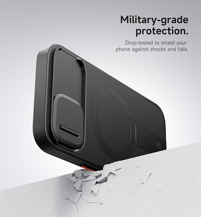 SURITCH for iPhone 15 Case with Magnetic Camera Slide Cover and Adjustable Kickstand, Compatible with MagSafe, Shockproof Bumper Case Slim Protective Cover 6.1 Inch, Black - Image 7