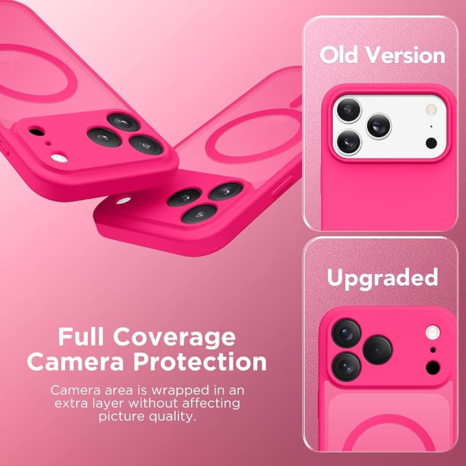 CAPRARO for iPhone 17 Pro Max Case, Compatible with MagSafe Hot Pink | Upgraded [Full Camera Protection] Protective Translucent Matte Women Girl Magnetic Phone Case Cover, Hot Pink - Image 7