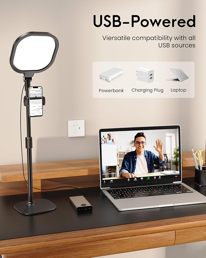 Video Conference Lighting for Zoom with Stand, 30 Modes, CRI>98 | Edge-lit Eye-care Full-screen Ring light, Dimmable with 360° Stand, Memory Func for Zoom, Video Calls, Live Streams, Webcam - Image 7