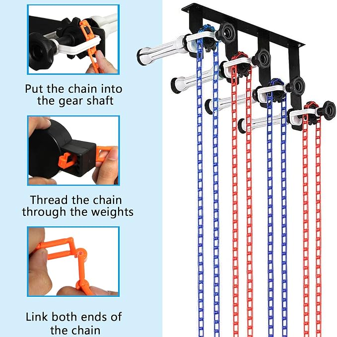 Photography Backdrop Wall Mount Roller System 4 Support Rollers | Manual Photo Background Ceiling Holder, Including 2 Four-fold Hooks, 8 Expand Bars, 4 Chains, for Home Studio Live Shooting - Image 4