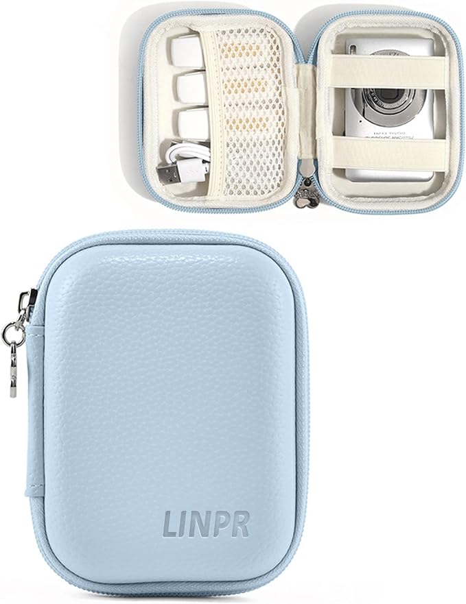 Digital Camera Case for KODAK PIXPRO FZ55/FZ45, Case Only, Blue | Fits CAMKORY DC403 and Canon PowerShot ELPH 360 HS Compact Digital Cameras, Small Hard Shell Camera Pouch with Mesh Pocket by Linpr