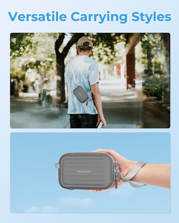 BAGSMART Digital Camera Case, Small Camera Bag with 2 Carrying Ways, Grey | Lightweight Camera Sling Bag for Canon Powershnot ELPH 180/190/Sony DSCW800/DSCW830, Waterproof & Protective - Image 7