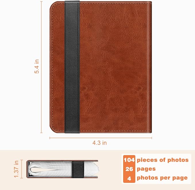 Fintie Instax Mini Photo Album for 2x3-Inch Film - 104 Pockets Small Albums for Fujifilm Instax Mini 12/11/99/40/7+/EVO/LiPlay/Link 3-2-1 Instant Camera/Polaroid Hi-Print Printer, Brown - Image 6