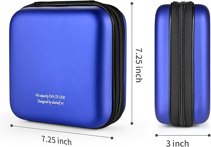 alavisxf xx CD Case, 48 Capacity Protective Zipper Disc Wallet for Car | EVA Shock-resistant, Lightweight Portable, DVD Blu-ray Storage Organizer, Scratch-Resistant Sleeves, for Home Office Travel - Image 4