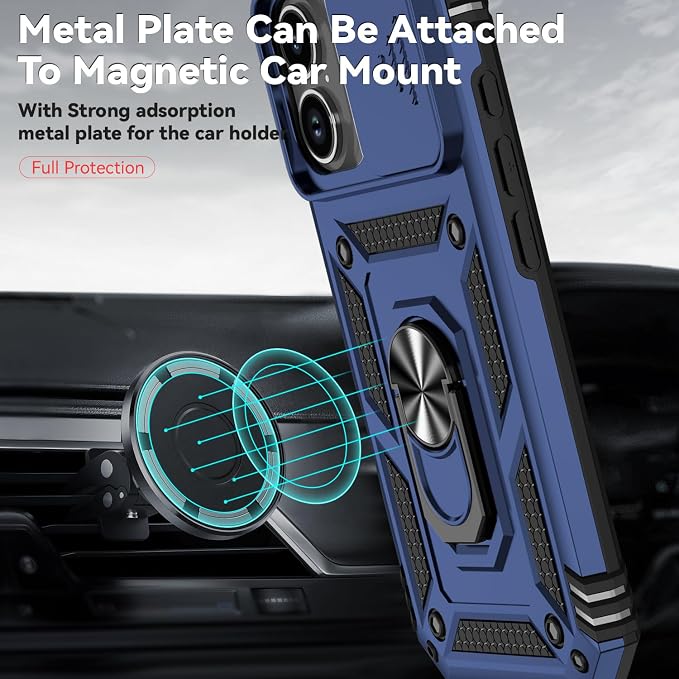 SunStory Compatible with iPhone 17 Case with HD Screen Protector & Slide Camera Cover & Rotated Ring Kickstand, [Military-Grade] iPhone Case for iPhone 17,Blue - Image 5