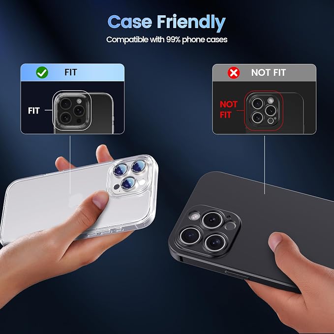 CACOE Metal Camera Lens Protector for iPhone 14/16 Pro/Pro Max Cover | Tempered Glass Cover, Anti-Scratch, Drop-Proof, Strong Adhesion, Camera Screen Cover Accessories, White - Image 4