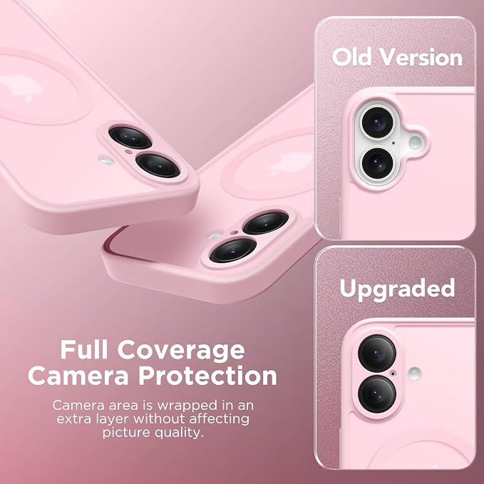 CAPRARO for iPhone 16 Case, Compatible with MagSafe | Upgraded [Full Camera Protection] Protective Translucent Matte Women Girl Magnetic Phone Case Cover, Pastel Pink - Image 6