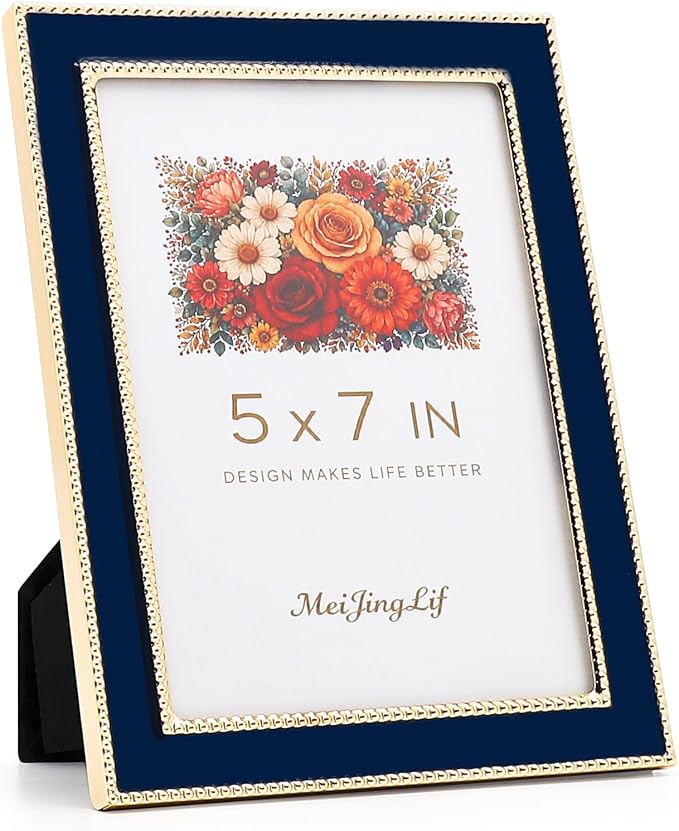 Premium Metal Picture Frame 5x7 Inches with Velvet Back Cover - Elegant and Durable Photo Frame for Displaying Cherished Memories, Perfect as Desk Decor, Home Office Accessory,Blue picture frame by Unknown