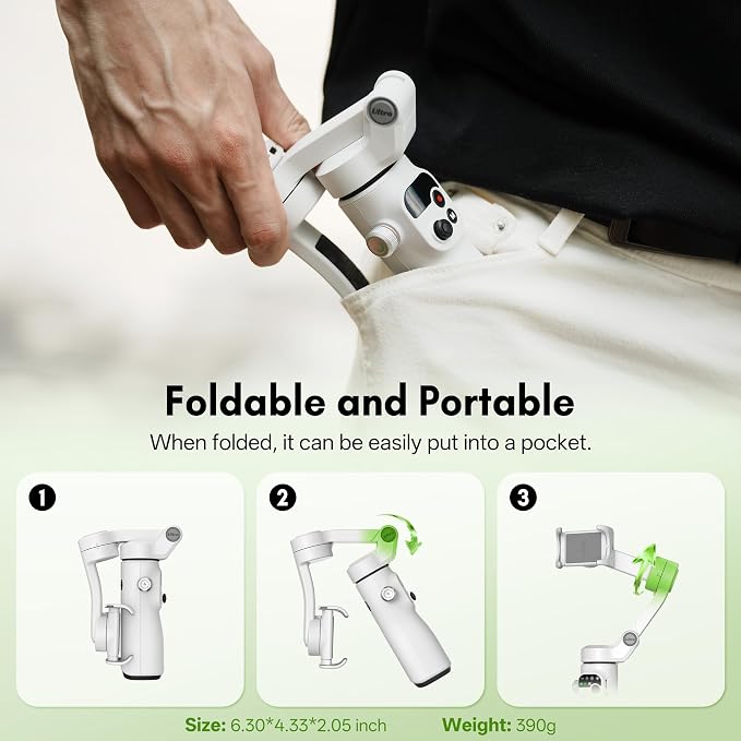 ZHIYUN Smooth Q5 Ultra 3-Axis iPhone Gimbal Stabilizer for Video Recording | Portable Foldable Phone Stabilizer, Built-in Extension Rod, Fill Light, Tripod, 13.5H Long Lasting Battery - Image 5
