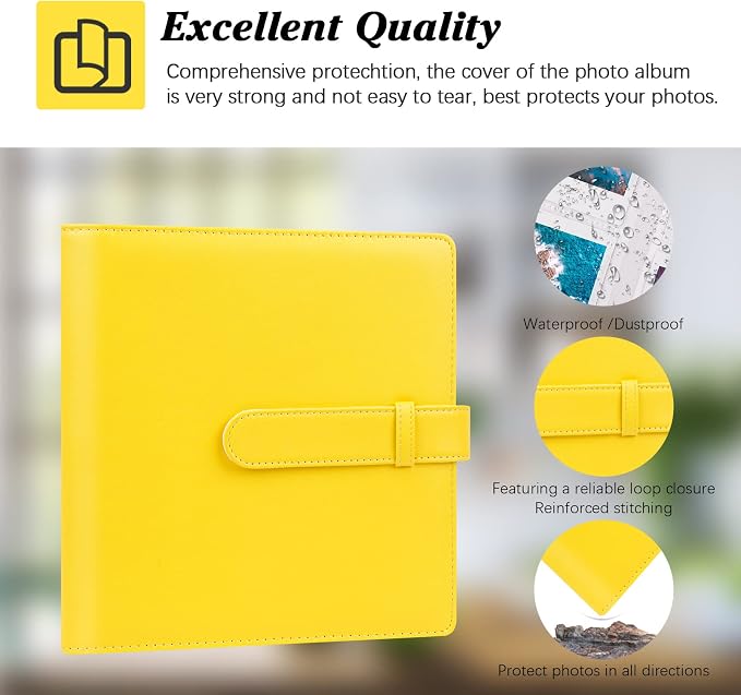256-pocket Instant Photo Album for Fujifilm Instax mini Photo Yellow | Album Book for PoIaroid Instant Camera, for Wedding Anniversary Birthday Travel Memories, Keep Your Unique Memories Safe - Image 5