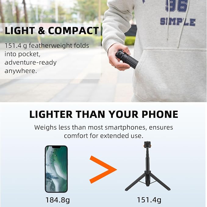 20" Osmo Pocket 3 4 Tripod, Xtra Muse Mini Table Desk Extendable Stand Small Handheld Selfie Stick Quick Release 1/4 Screw Vlog for DJI Action 6 5 Pro 4 for Insta360 X4 X5 Luna Ultra Accessories - Image 4