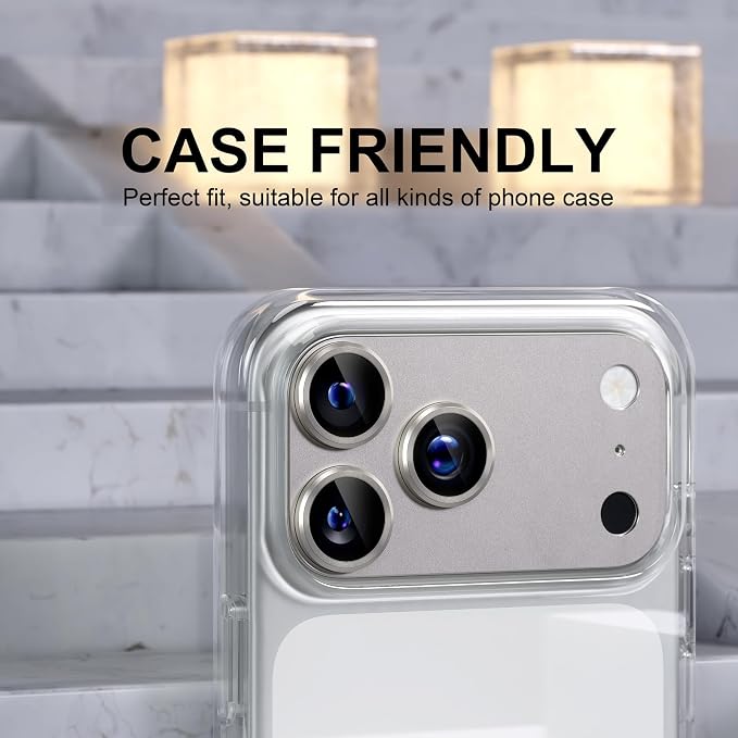 Choiche for iPhone 17 Pro Max Camera Lens Protector, Black | Metal Camera Cover with 9H Tempered Glass Lens Screen Protector Accessories, Strong Adsorption, Case-Friendly, 6.9-inch - Image 4