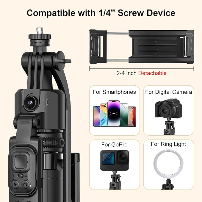 Auto Face Tracking Tripod for iPhone with Light and Remote Phone Stand | 360 Rotation Tripod that Follows Your Movement, No App, 63" Selfie Stick for Content Creator Vlog TikTok Live Stream - Image 7