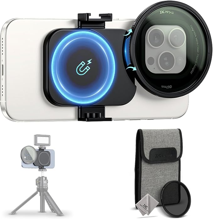 67mm ND Variable Filter for iPhone 16 15 14 Pro Pro Max, Lens Filter Adapter by JJC