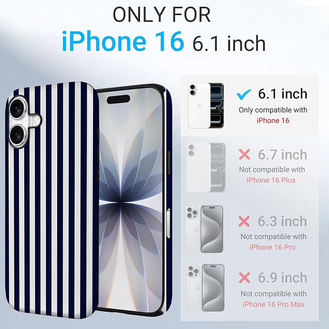 TPU Phone Case for iPhone 16, MagSafe Wireless Charging Compatible, Shockproof Slim Fit Protective Cover with Anti-Yellowing & Raised Camera Protection (Stripe 3, iPhone 16) - Image 2