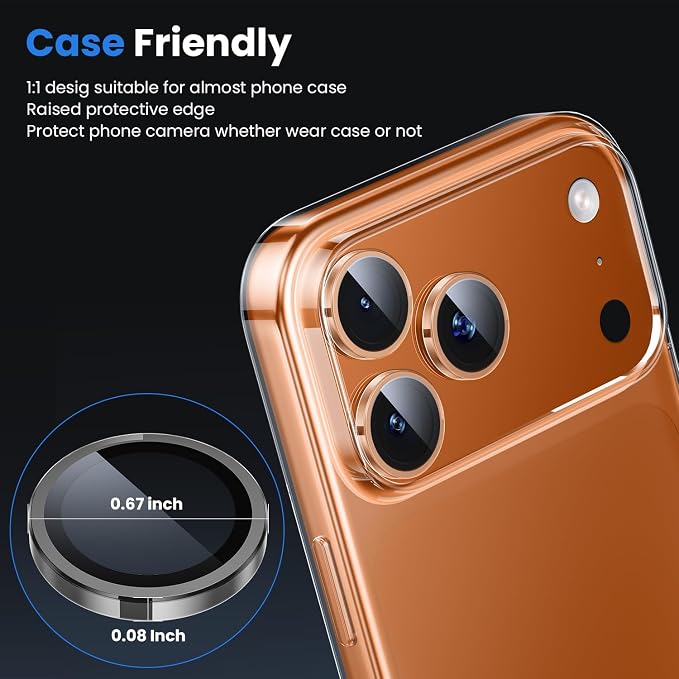 WSKEN for iPhone 17 Pro/iPhone 17 Pro Max Camera Lens Protector | Original Shooting Mode, Individual Metal Cover Film, Shatterproof HD Tempered Glass Camera Screen Protector, Clear - Image 4