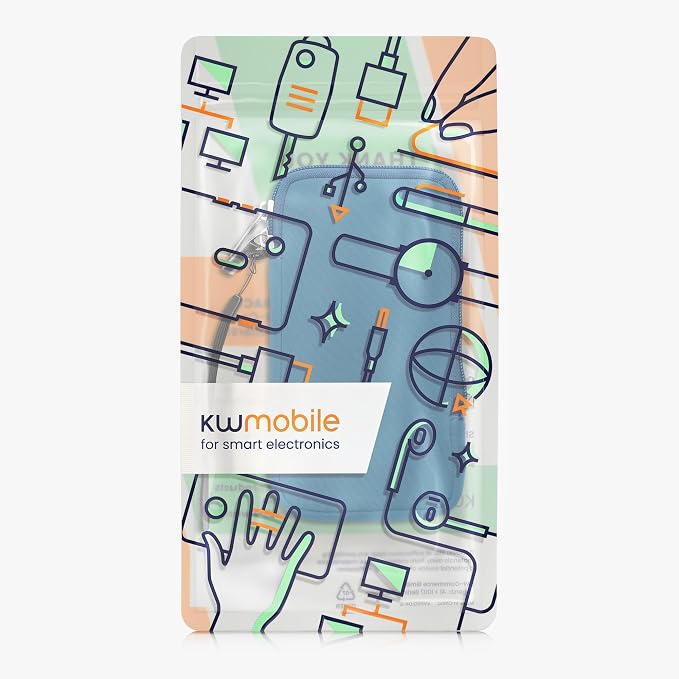 kwmobile Universal Phone Pouch Size XL - 6.7/6.8" - Neoprene Smartphone Pouch with Zip - Water-Repellent Mobile Phone Case - Sleeve in Radiant Blue - Image 7