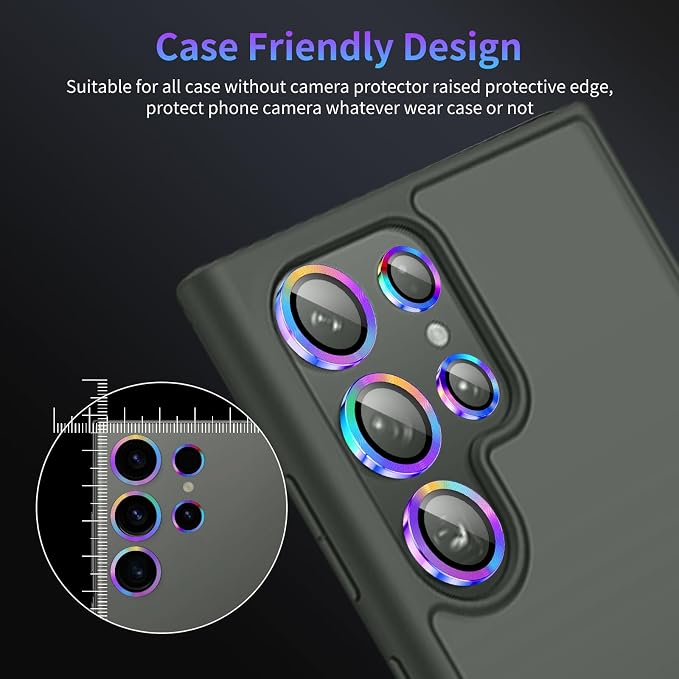 Camera Lens Protector for Samsung Galaxy S23 Ultra,1 Pack | Tempered Metal Glass Camera Cover, HD Clear Anti-Scratch Lens Screen Protector Film,Case Friendly,Colorful Titanium - Image 7