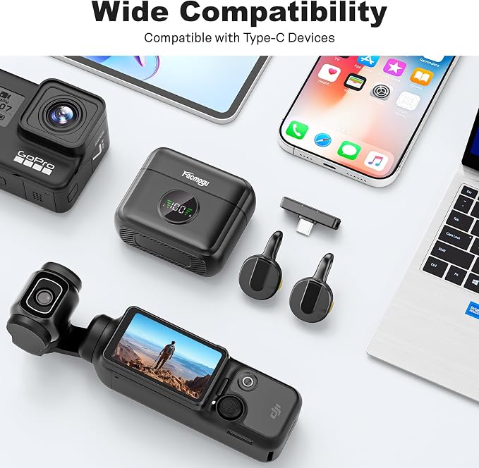 Q28 Mini Hidden Wireless Lavalier Microphone, Noise Cancelling/Mute/Reverb, Compact Clip on Microphone Wireless for Android & iPhone15/16/17(USB-C Plug), Charging Case, Video Recording Lapel Mini Mic - Image 8