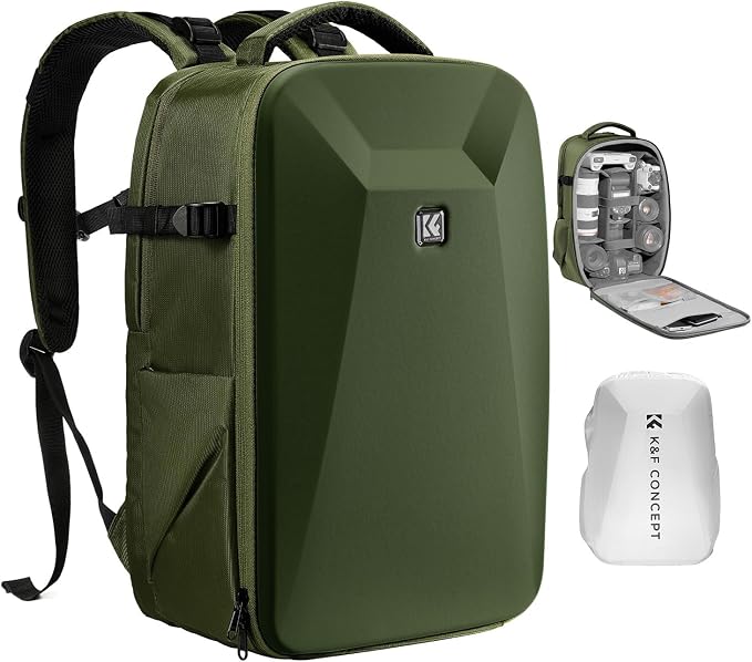 K&F CONCEPT Camera Backpack,Hardshell Photography DSLR Camera Bag | 15-15.6 Inch Laptop Compartment, Waterproof, Hard Shell Camera Case, Compatible with Canon/Nikon/Sony/DJI Mavic Drone, B07 by KFCONCEPT