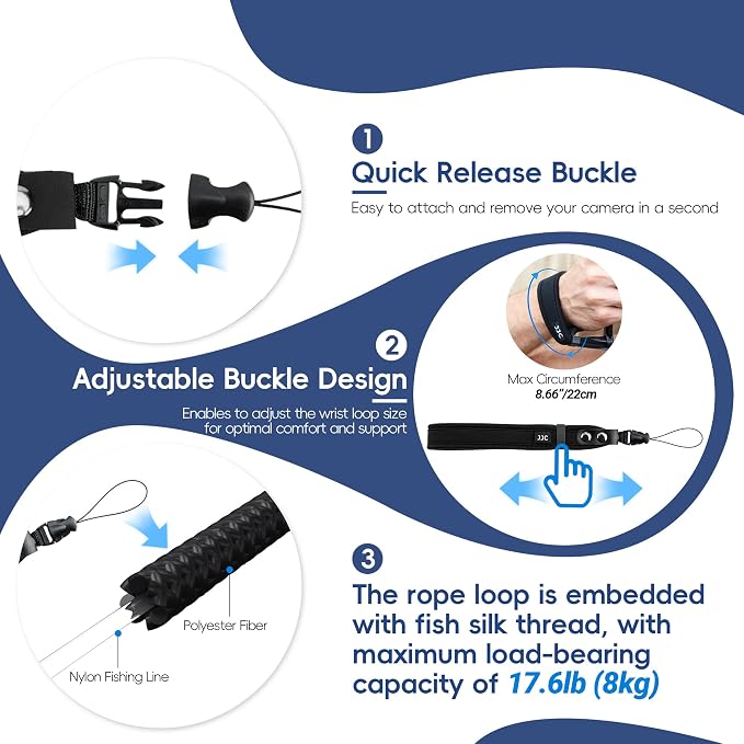 JJC Soft Neoprene Camera Wrist Strap for Compact Cameras with Quick Release | for Ricoh GR IV GR IIIx GR III HDF Monochrome Canon G7X Mark III II G9X Mark II Fujifilm X100VI Sony ZV-1 ZV-1F RX100 VI V IV - Image 4