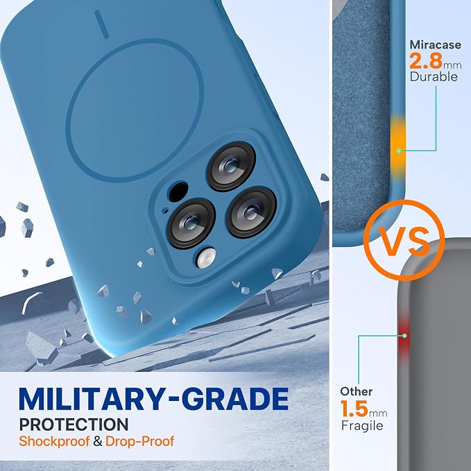 miracase Magnetic for iPhone 16 Pro Max Case, [Soft Anti-Scratch Microfiber Lining], Compatible with MagSafe, Liquid Silicone Case Shockproof Drop Protection Phone Case for 16 ProMax,Capri Blue | Compatible with MagSafe, Soft Microfiber Lining, Premium... - Image 2