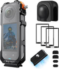 K&F Concept Camera Cage +Lens Cover + Screen Protector Kit for Insta360 X5 | Aluminum Alloy Protective Frame Case, with Quick Release&1/4" Screw Hole & 2 Cold Shoe Mounts for Microphone, LED Light -CI01 by KFCONCEPT