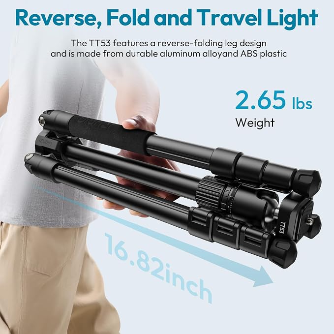 ULANZI TT53 Camera Tripod, 70.8” Travel Tripod for DSLR/Phone, Heavy Duty Fold Portable Stand with 360° Ball Head UKA Quick Release Plate, Lightweight Compact for Photography Vlogging Video Shooting - Image 7