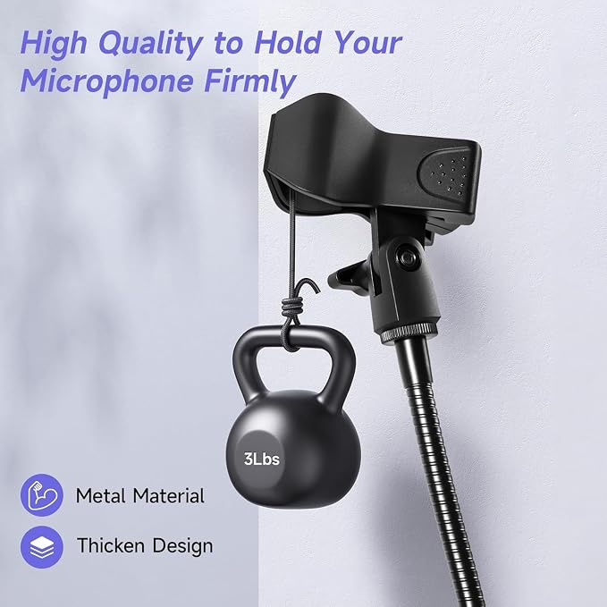2-in-1 Podium Microphone Holder & Mic Holder -13.78" Flexible Gooseneck Desktop Mic Stands Holder for Lectern Podium Podcast Meetings Lectures Pulpit Streaming Gaming Studio (Upgrade) - Image 3