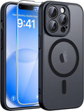 FNTCASE for iPhone 13 Pro Case, Fit for Magsafe, Screen Protector Black | Full Camera Protection, Translucent Matte, 14FT Military Grade Drop Proof, Shockproof Protective Phone Cover, Black by FNTCASE