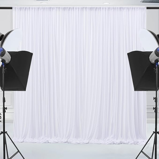 10x10ft Wrinkle Free White Backdrop Curtain for Parties Soft Fabric Drapes Wedding White Curtain Backdrop for Birthday Party Decorations Background for Photography 5x10ft, 2 Panels - Image 7