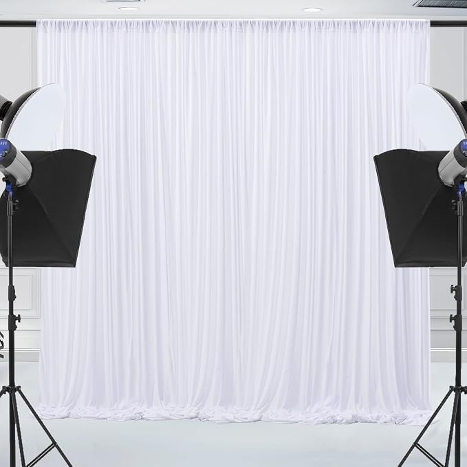 40x10ft Wrinkle Free White Backdrop Curtain for Parties Soft Fabric Drapes Wedding White Curtain Backdrop for Birthday Party Decorations Background for Photography 5x10ft, 8 Panels - Image 6