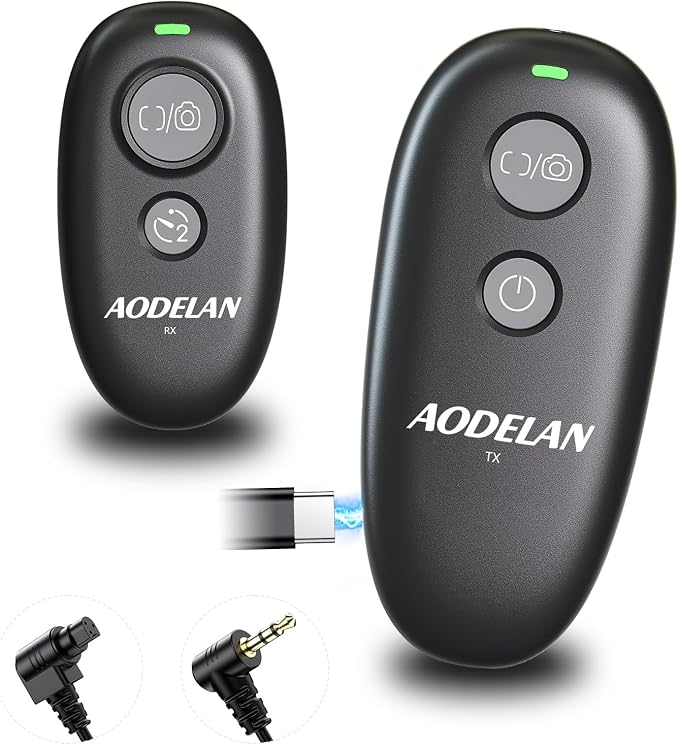 Upgraded Rechargeable Wireless Camera Remote Control Shutter Release | for Canon EOS RP, R6 Mark II, Rebel T7, T6, T5, T3, SL2, R5, R8, R10, R100, 5D Mark II III IV, 6D Mark II, 7D Mark II by AODELAN
