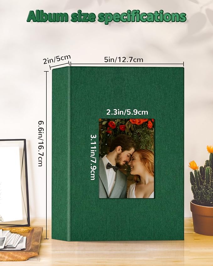 Artfeel Photo Album 4x6 with 100 Pockets,Slip-in Picture Albums,Linen Cover Memory Book with Front Window,White Page Vertical Photo Book for Wedding,Family,Anniversare,Baby,Vacation - Image 3