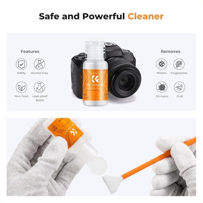 K&F CONCEPT Double-Tipped APS-C Sensor Cleaning Kit with Sensor Cleaner | New Double-Tipped Design Swabs,Vacuum Sealed,Soft and Flexible,20ml Lens Cleaner,Gentle Cleaning Liquid, Easy to Carry,MA05 - Image 4