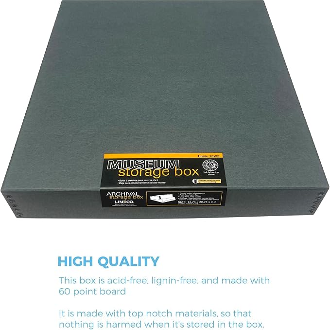 Lineco Drop Front Archival Storage Box, 16.75x20.75x3 in, Gray, 6 Pack | Acid-Free with Metal Edge, Preserves Picture Longevity, Organize Photos, Newspapers, Prints, Documents, Crafts, DIY - Image 5